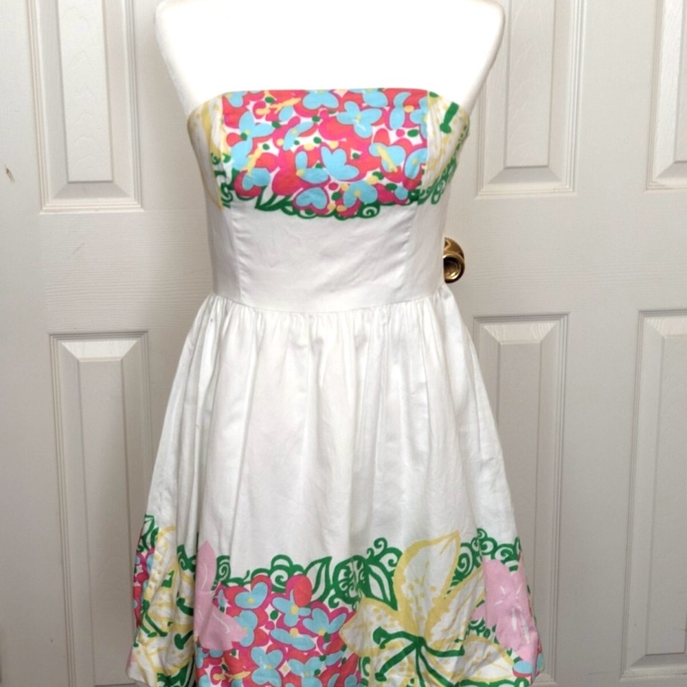 Lilly Pulitzer Strapless Dress with Floral Accents